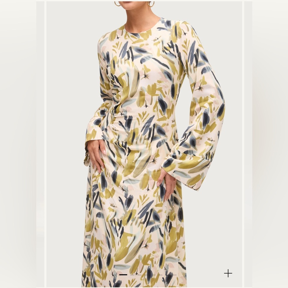 Veiled asymmetric maxi dress- sage watercolor